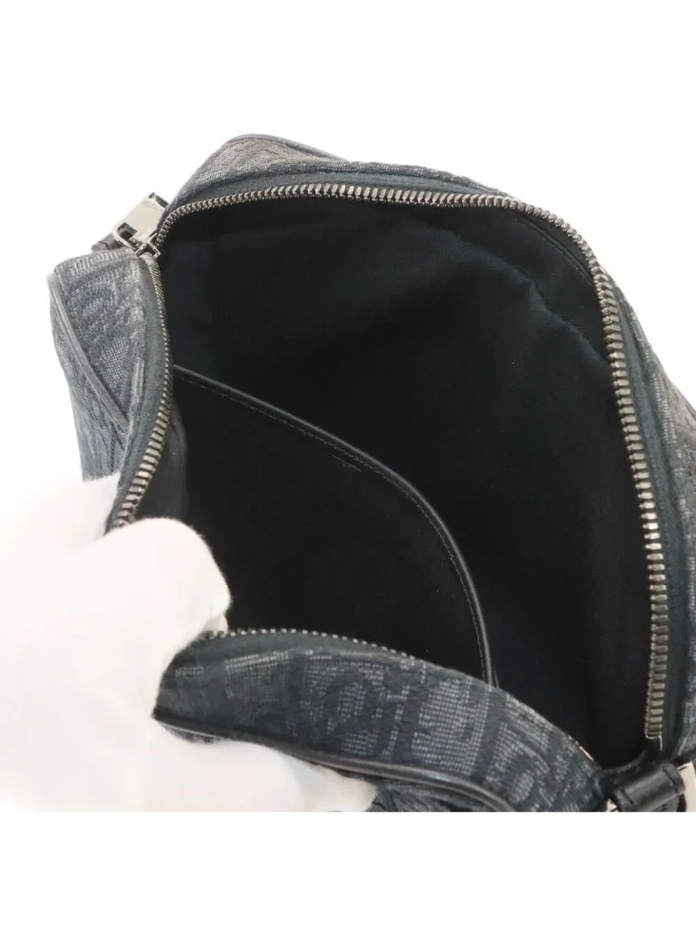 Dior Oblique Safari Shoulder Bag Canvas Leather Black